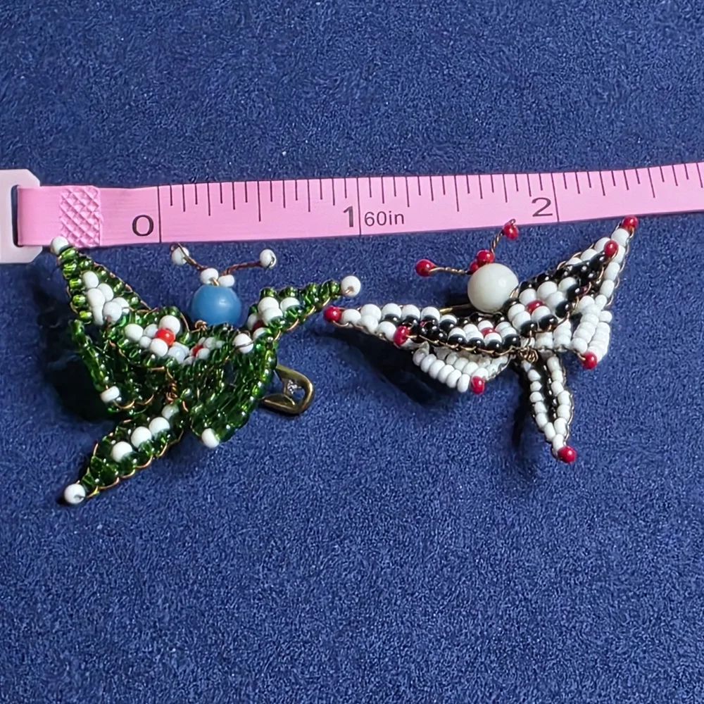 Colorful Beaded Butterfly Brooch Set 631